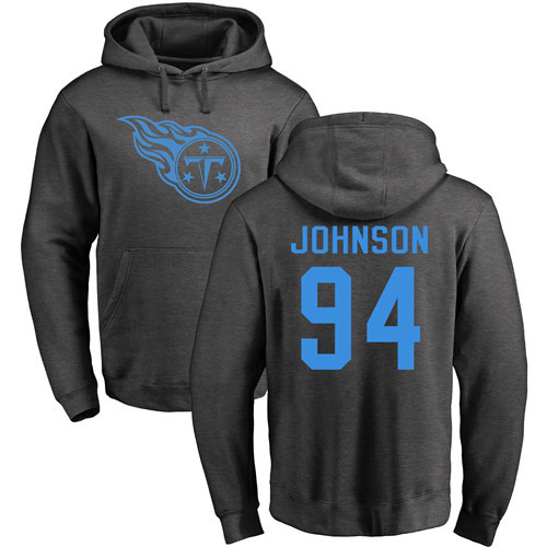 Tennessee Titans Men Ash Austin Johnson One Color NFL Football #94 Pullover Hoodie Sweatshirts->nfl t-shirts->Sports Accessory